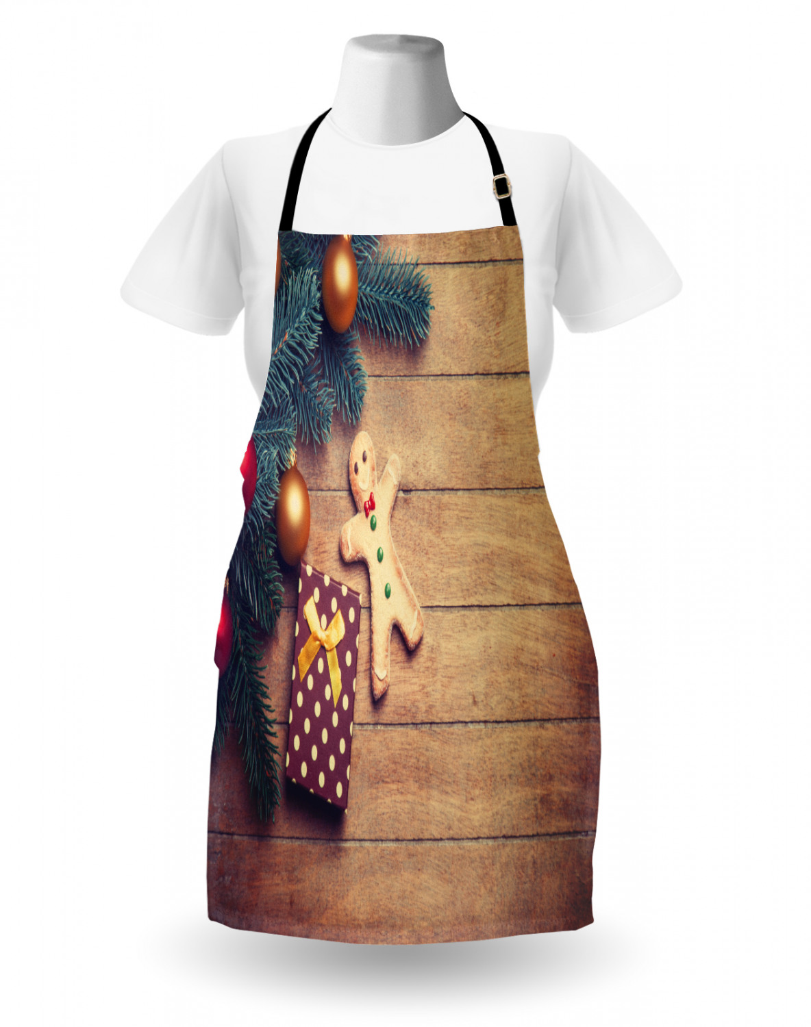 Gingerbread Man Apron Unisex Kitchen Bib with Adjustable Neck Cooking