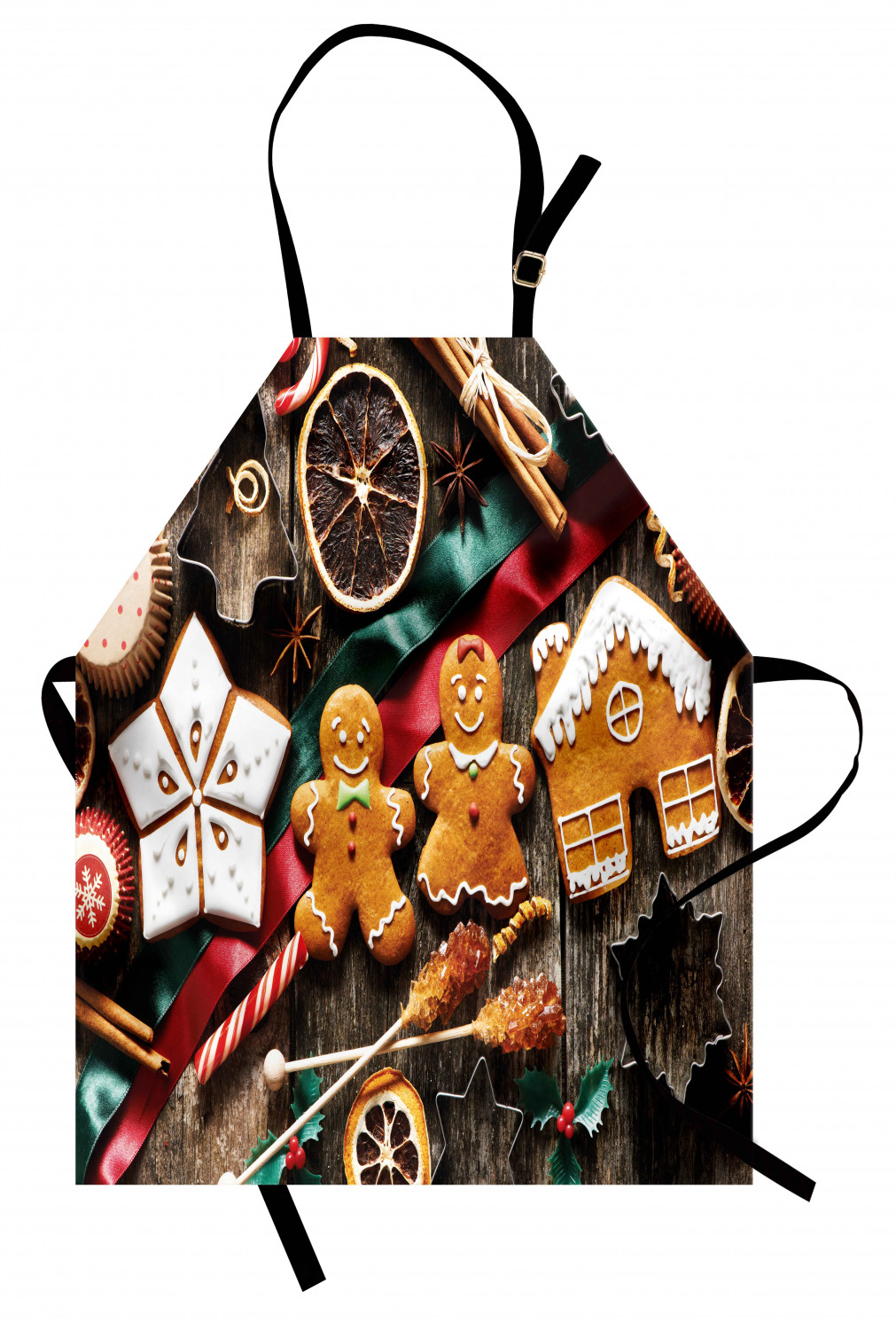 Gingerbread Man Apron Unisex Kitchen Bib with Adjustable Neck Cooking