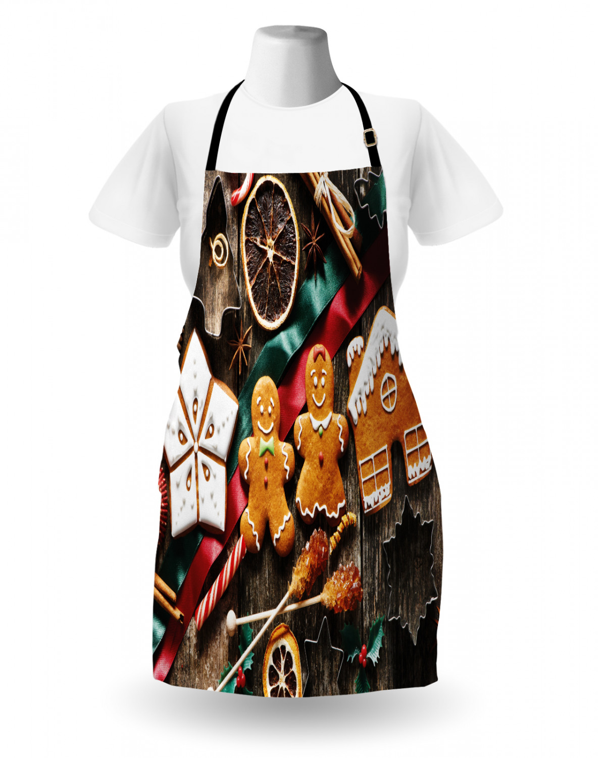 Gingerbread Man Apron Unisex Kitchen Bib with Adjustable Neck Cooking