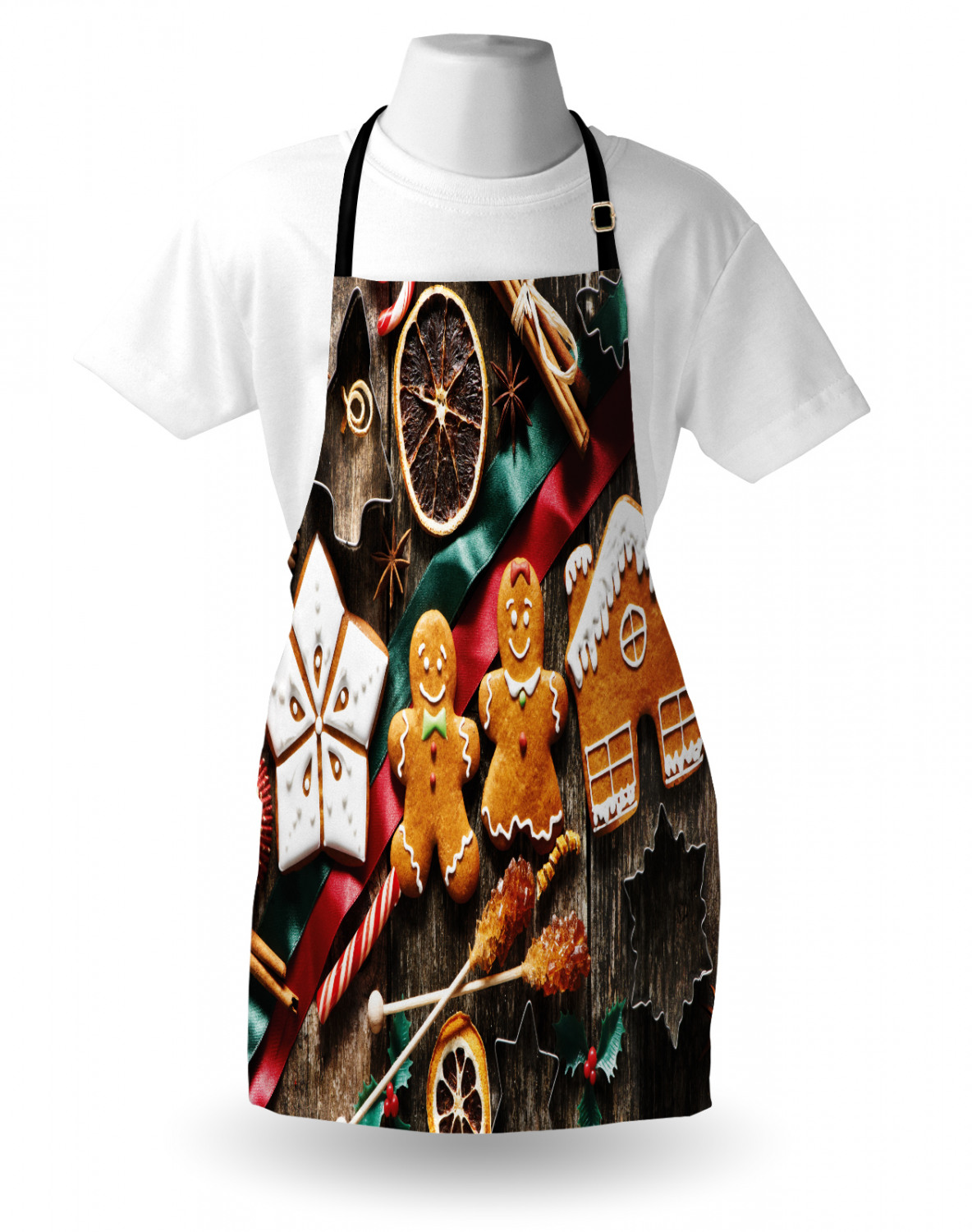 Gingerbread Man Apron Unisex Kitchen Bib with Adjustable Neck Cooking