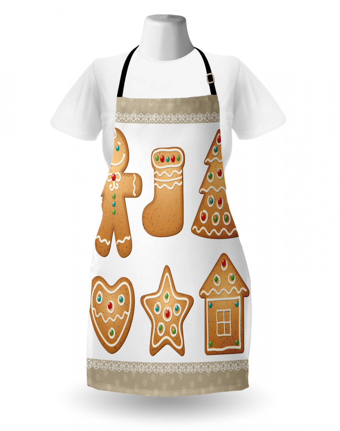 Gingerbread Man Apron Unisex Kitchen Bib with Adjustable Neck Cooking