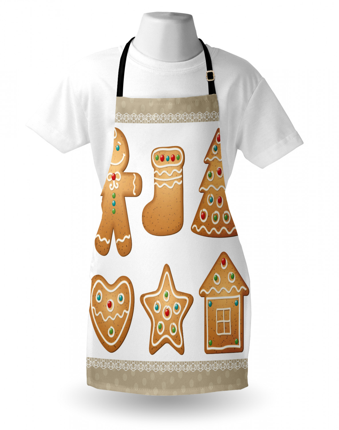 Gingerbread Man Apron Unisex Kitchen Bib with Adjustable Neck Cooking