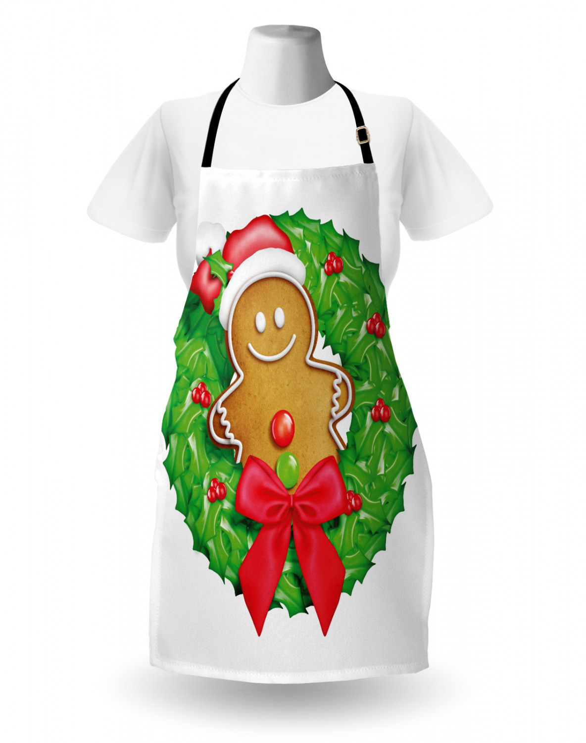 Gingerbread Man Apron Unisex Kitchen Bib with Adjustable Neck Cooking