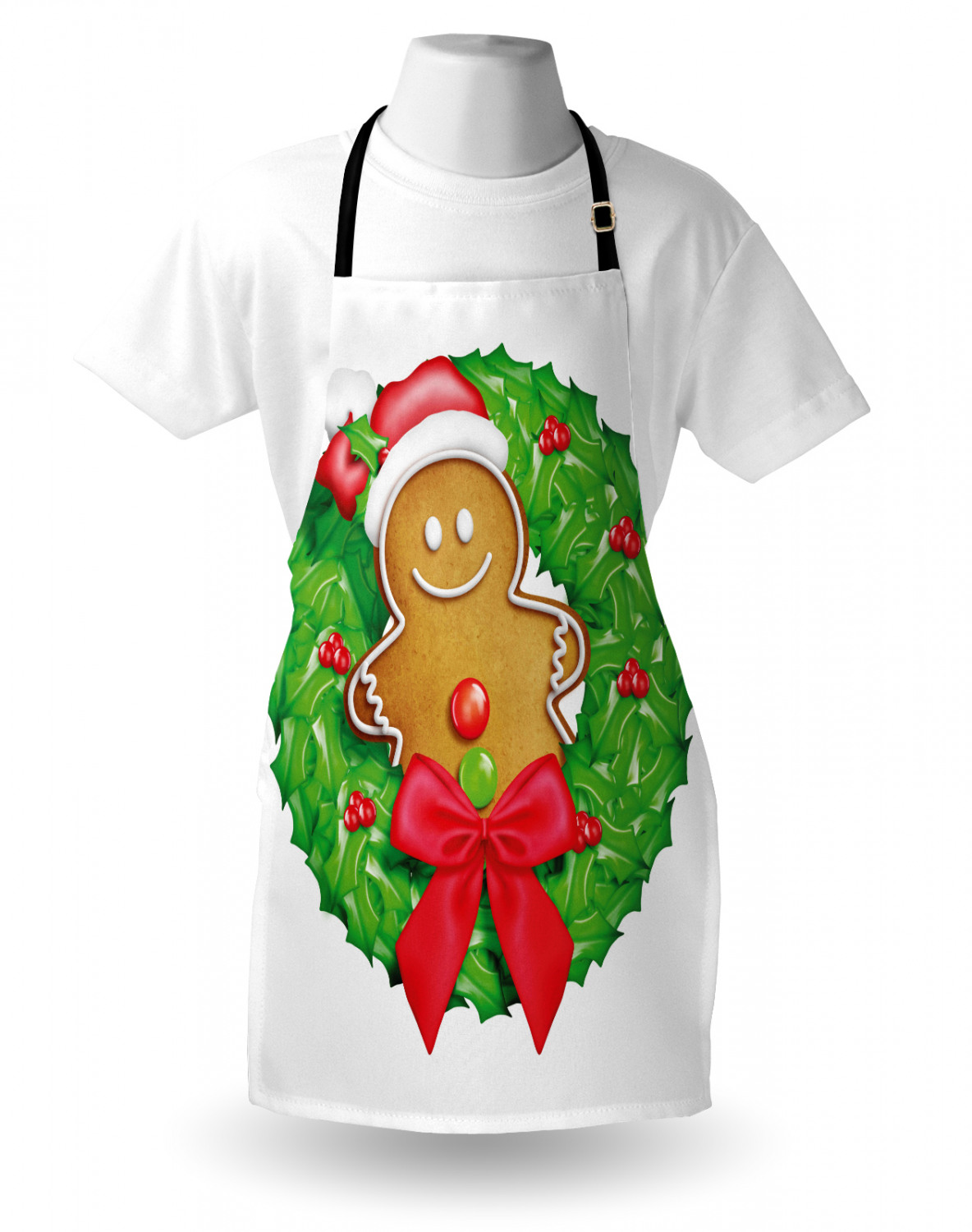 Gingerbread Man Apron Unisex Kitchen Bib with Adjustable Neck Cooking