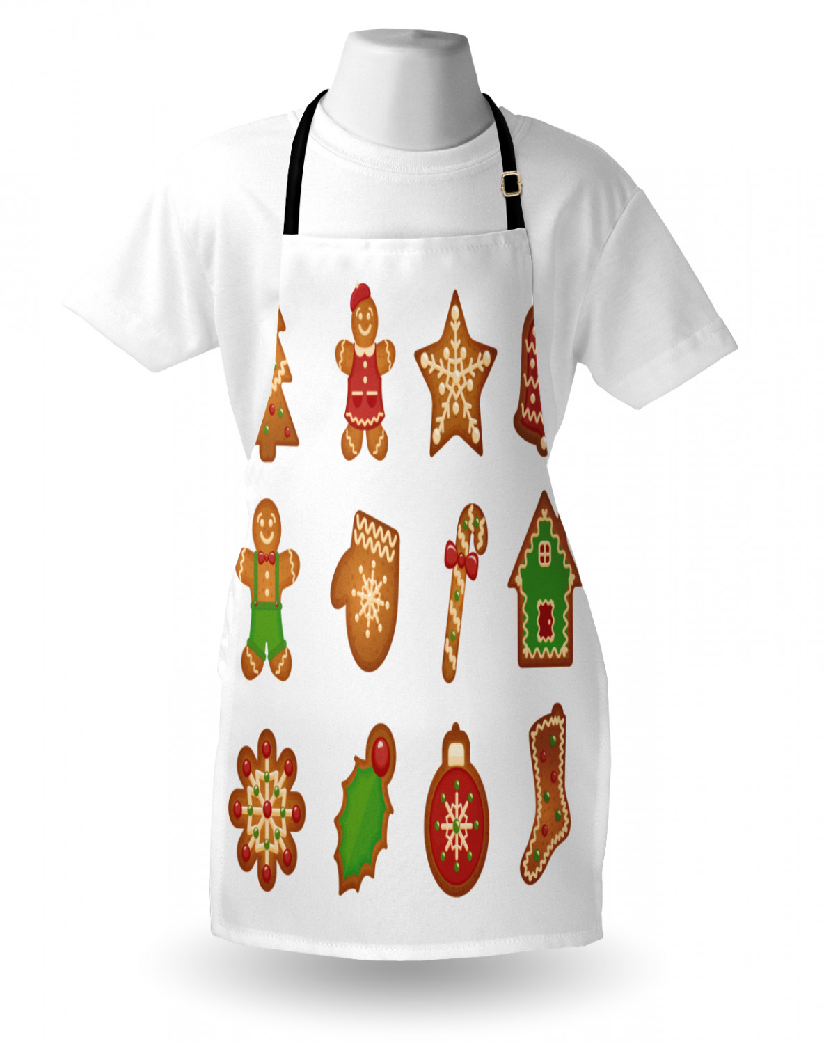 Gingerbread Man Apron Unisex Kitchen Bib with Adjustable Neck Cooking