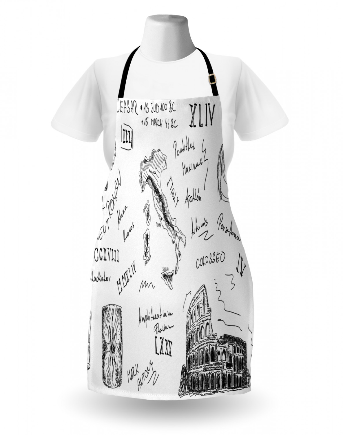 Ambesonne Retro Apron Unisex Kitchen Bib with Adjustable Neck Cooking Baking