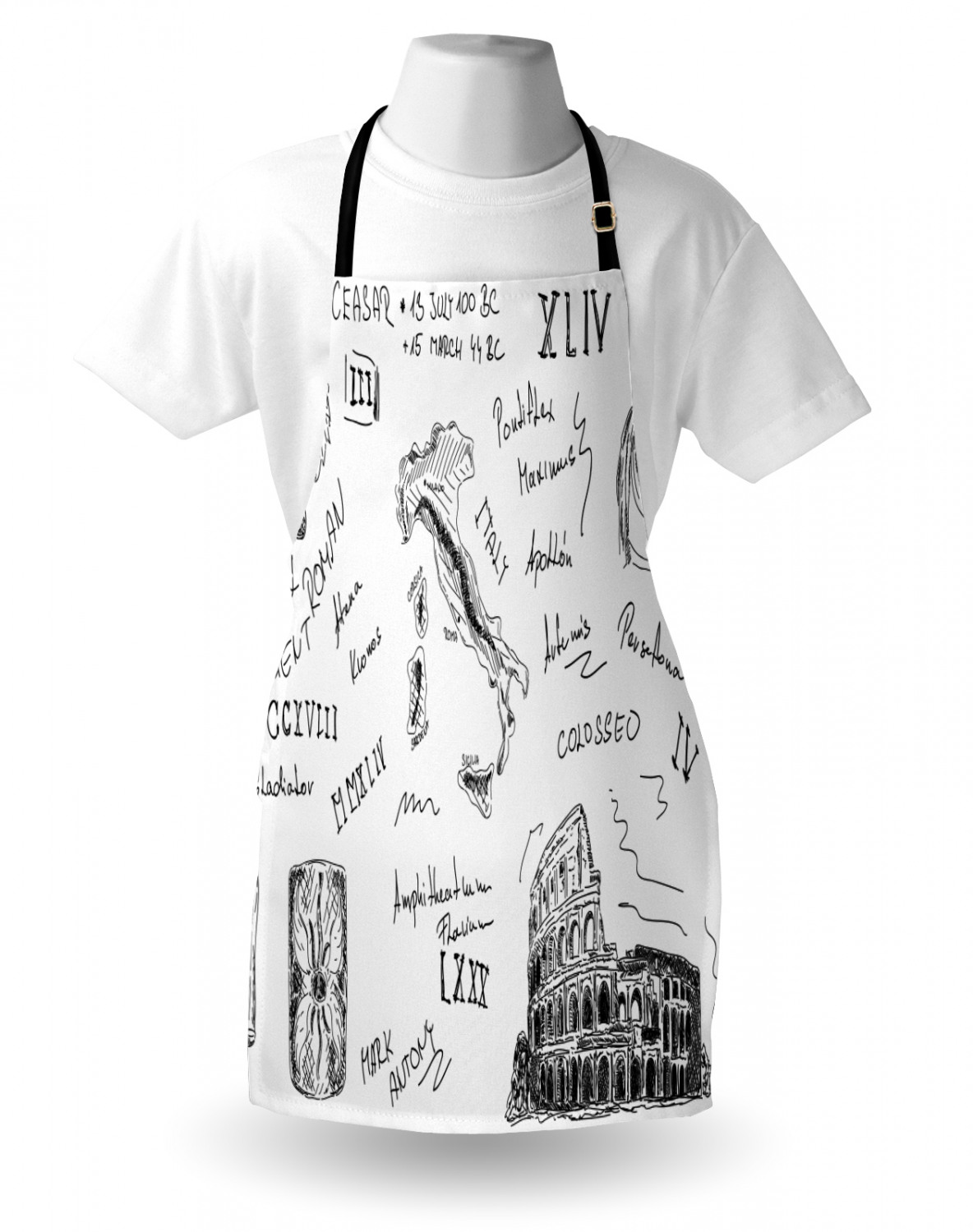 Ambesonne Retro Apron Unisex Kitchen Bib with Adjustable Neck Cooking Baking