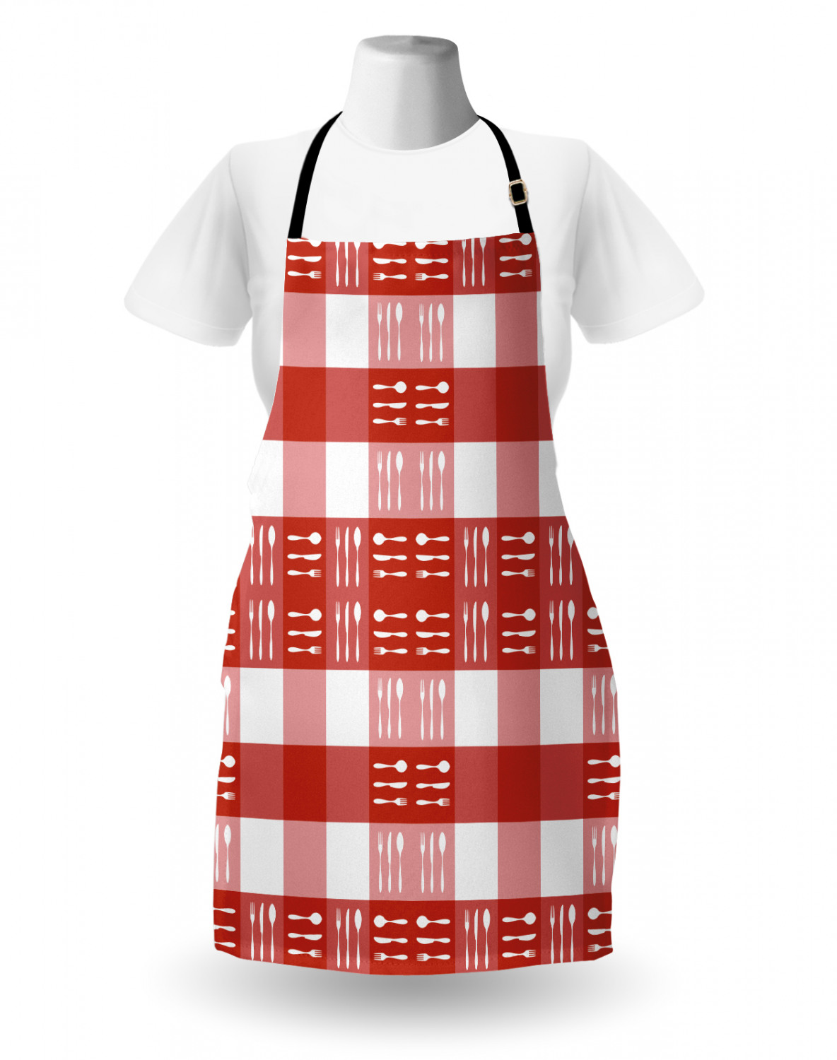 Checkered Apron Unisex Kitchen Bib with Adjustable Neck Cooking Baking ...