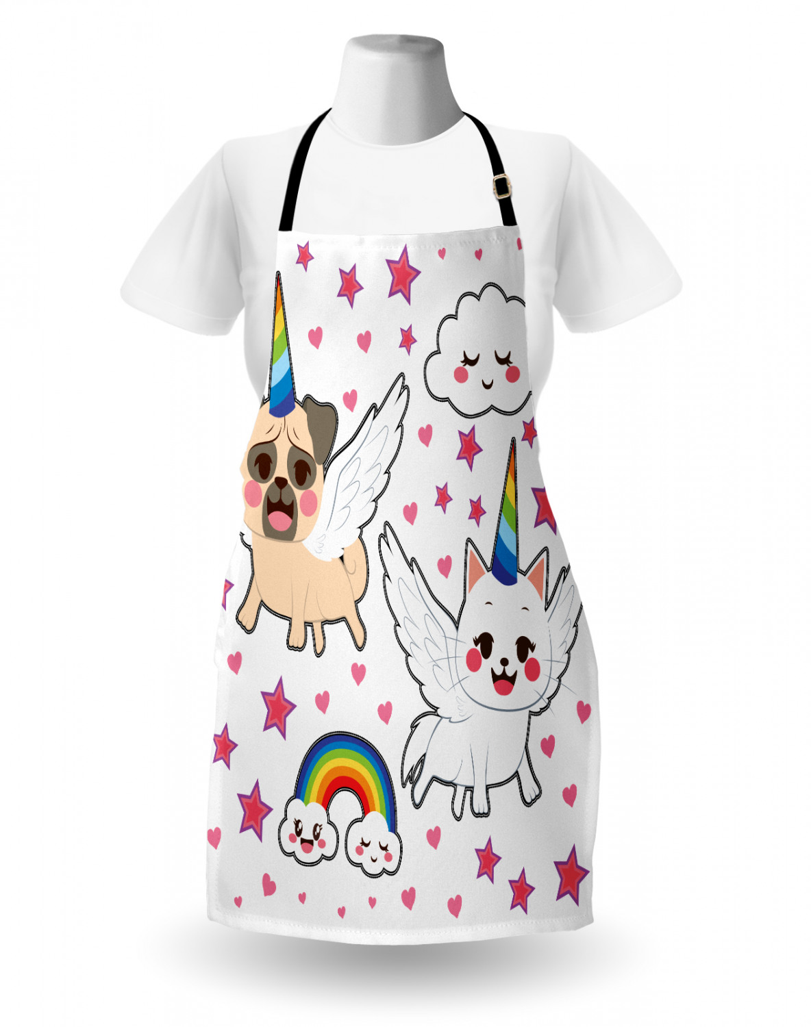 Ambesonne Cat Apron Unisex Kitchen Bib with Adjustable Neck Cooking Baking