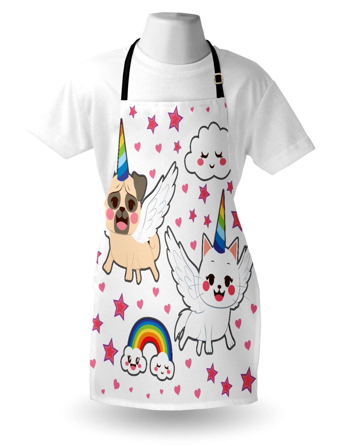 Ambesonne Cat Apron Unisex Kitchen Bib with Adjustable Neck Cooking Baking