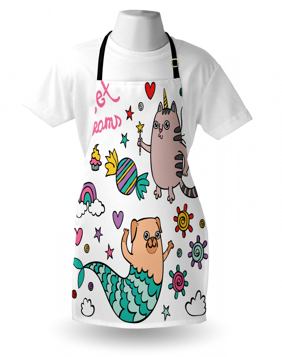 Ambesonne Cat Apron Unisex Kitchen Bib with Adjustable Neck Cooking Baking