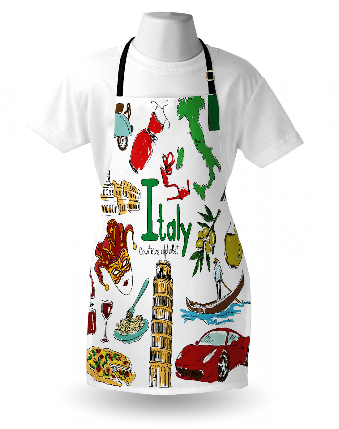 Italy Apron Unisex Kitchen Bib with Adjustable Neck Cooking Baking eBay