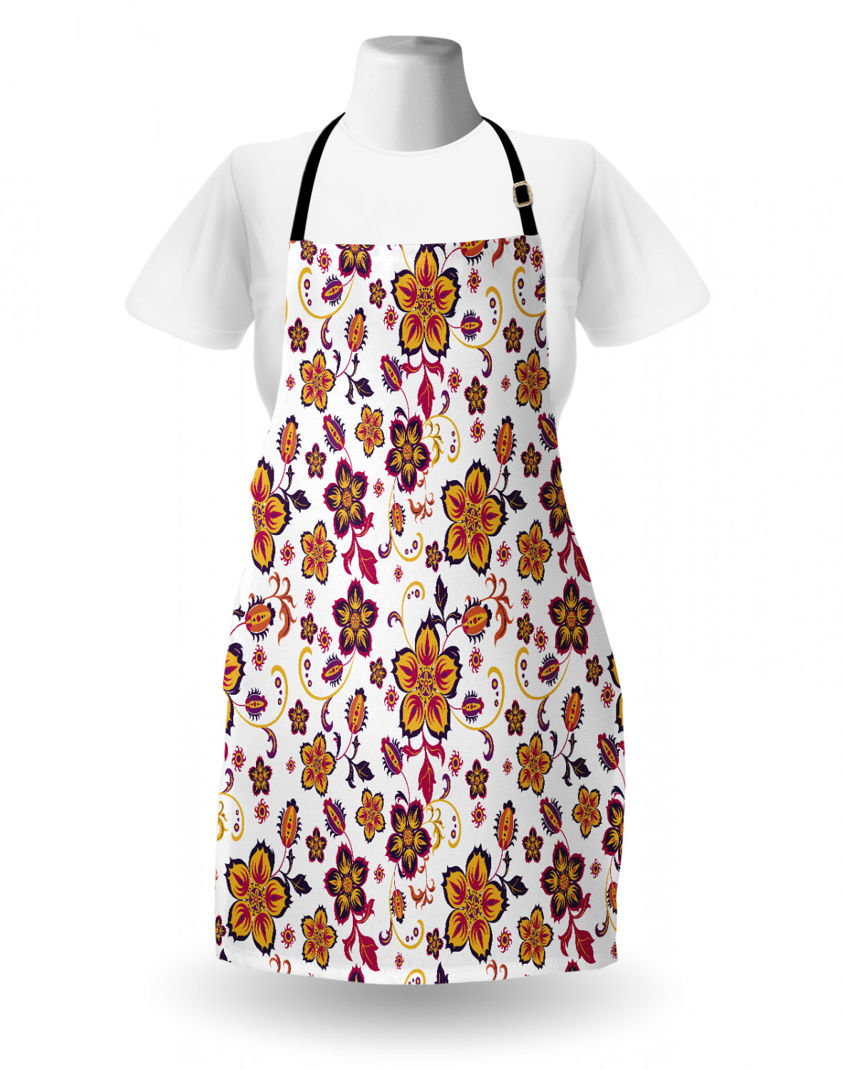 Botanical Flowers Apron Unisex Kitchen Bib with Adjustable Neck Cooking ...