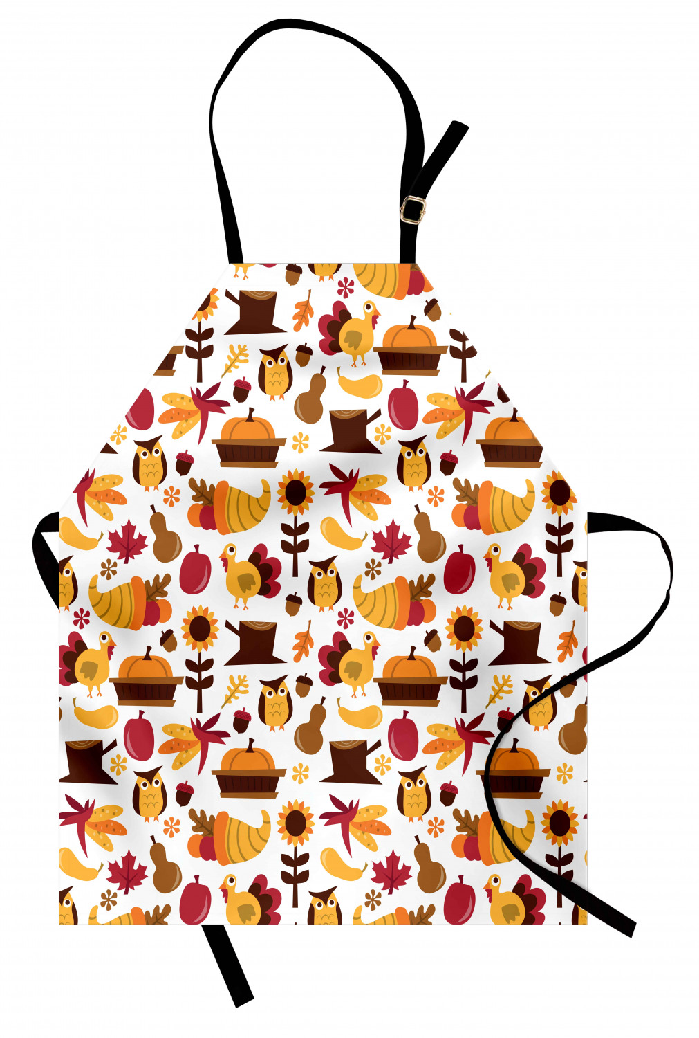 Fall Apron Unisex Kitchen Bib with Adjustable Neck Cooking Ambesonne