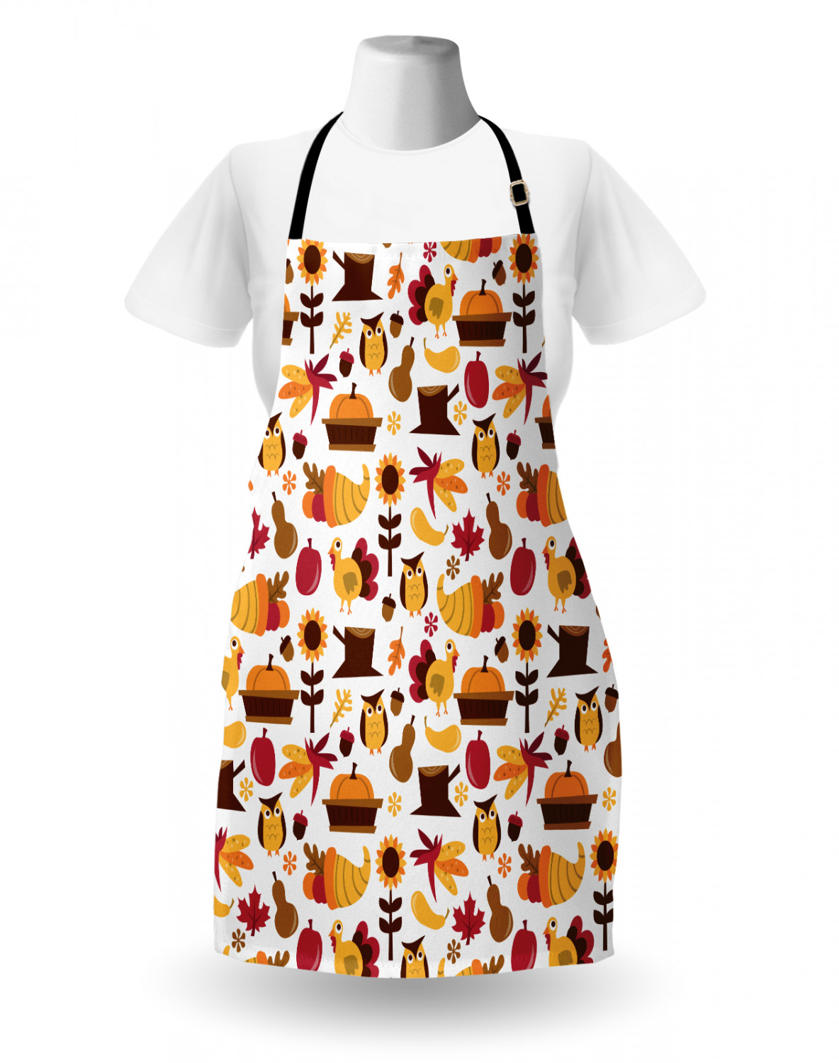 Fall Apron Unisex Kitchen Bib with Adjustable Neck Cooking Ambesonne