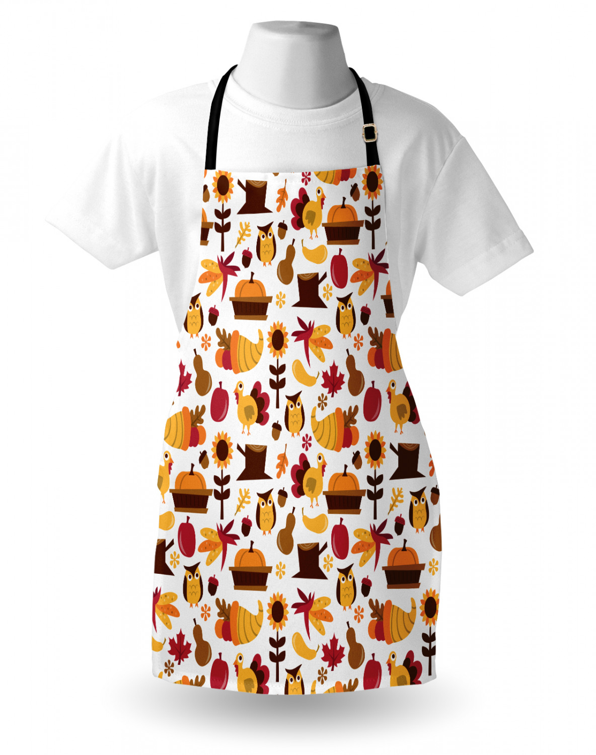 Fall Apron Unisex Kitchen Bib with Adjustable Neck Cooking Ambesonne