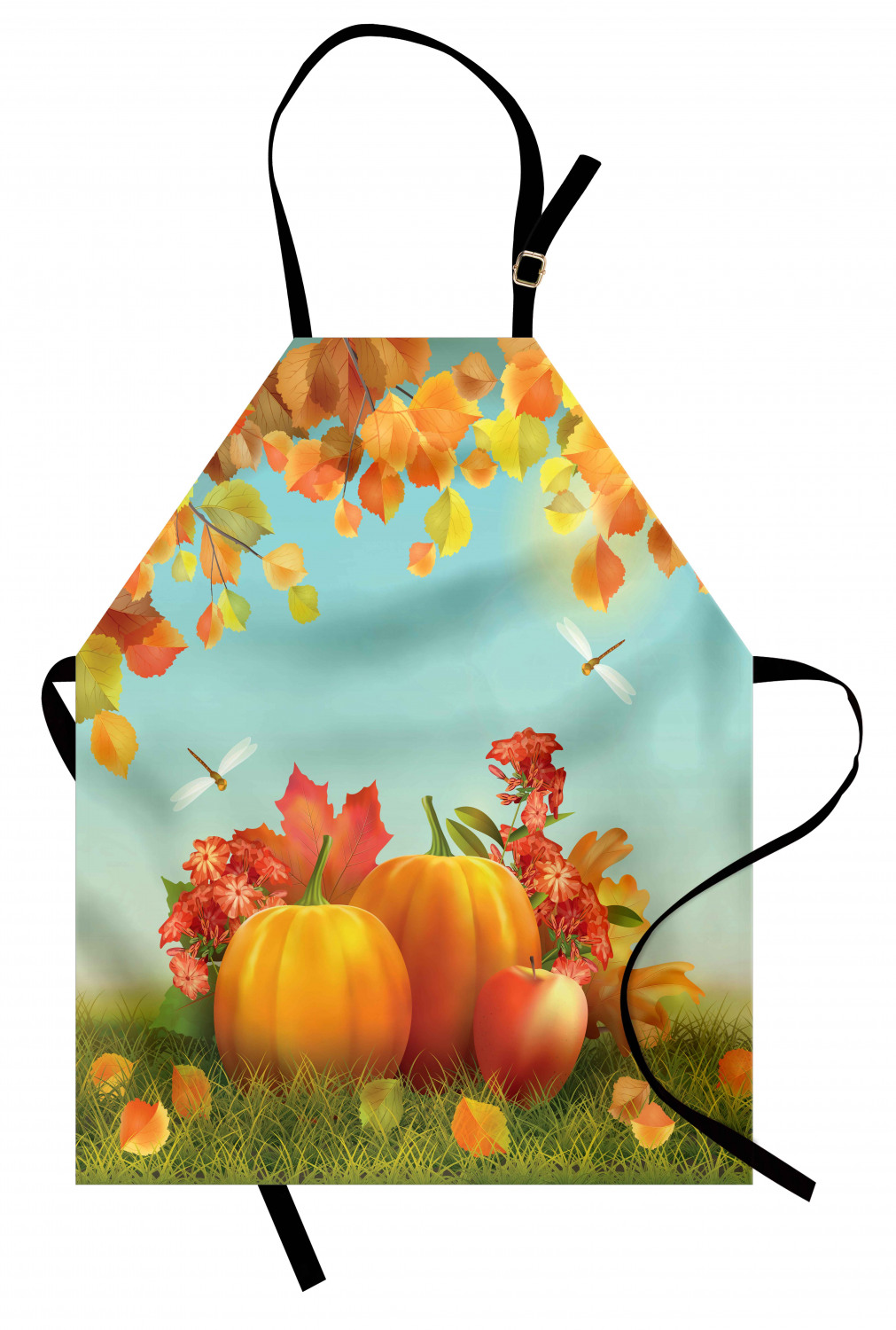 Fall Apron Unisex Kitchen Bib with Adjustable Neck Cooking Ambesonne