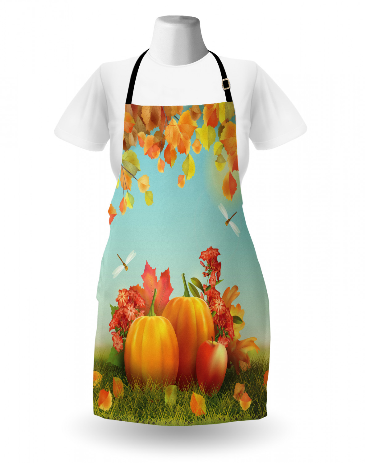 Fall Apron Unisex Kitchen Bib with Adjustable Neck Cooking Ambesonne