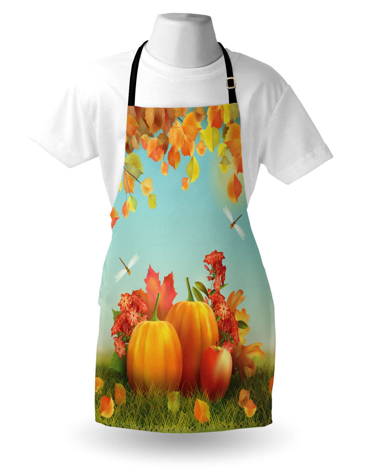 Fall Apron Unisex Kitchen Bib with Adjustable Neck Cooking Ambesonne