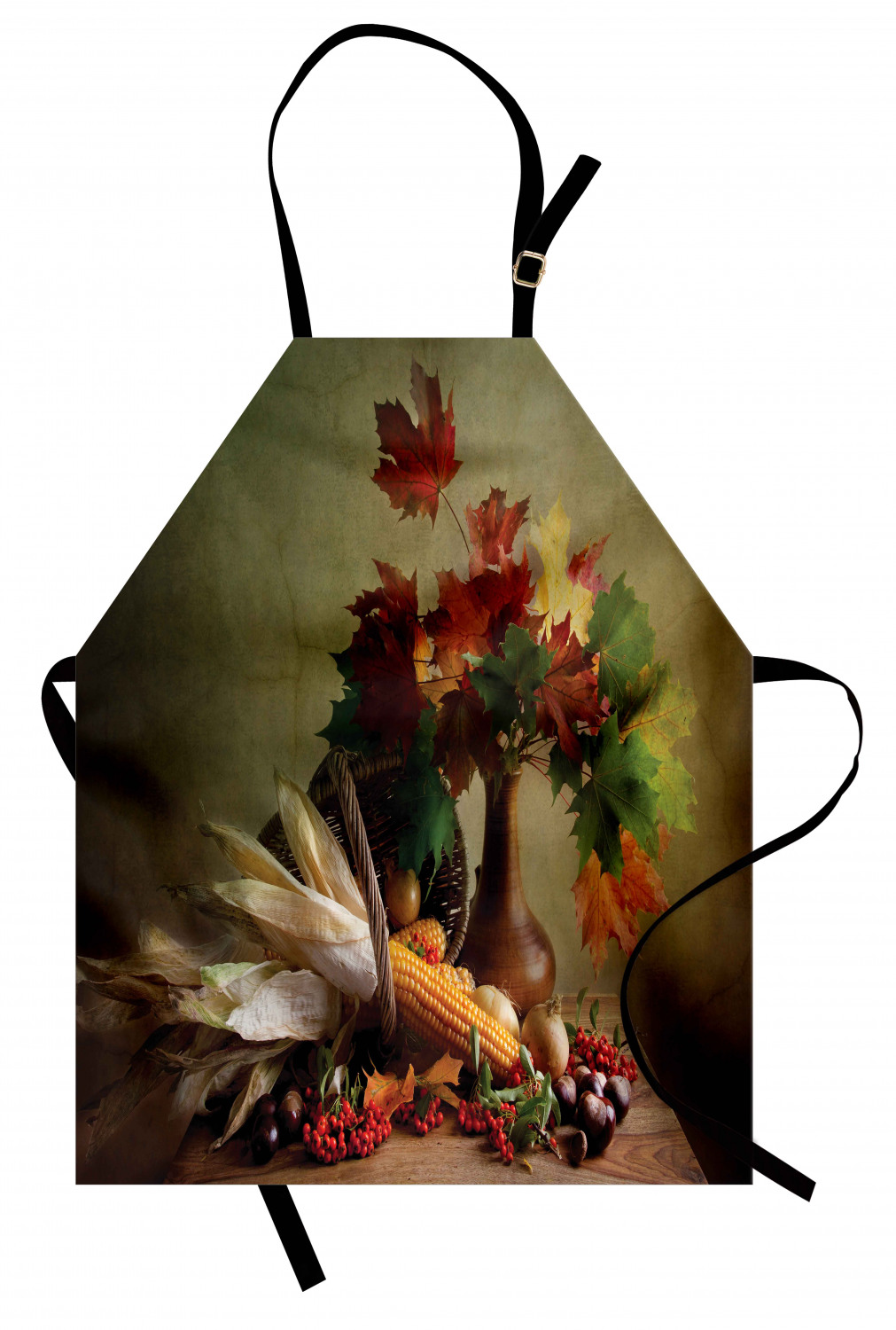 Fall Apron Unisex Kitchen Bib with Adjustable Neck Cooking Ambesonne