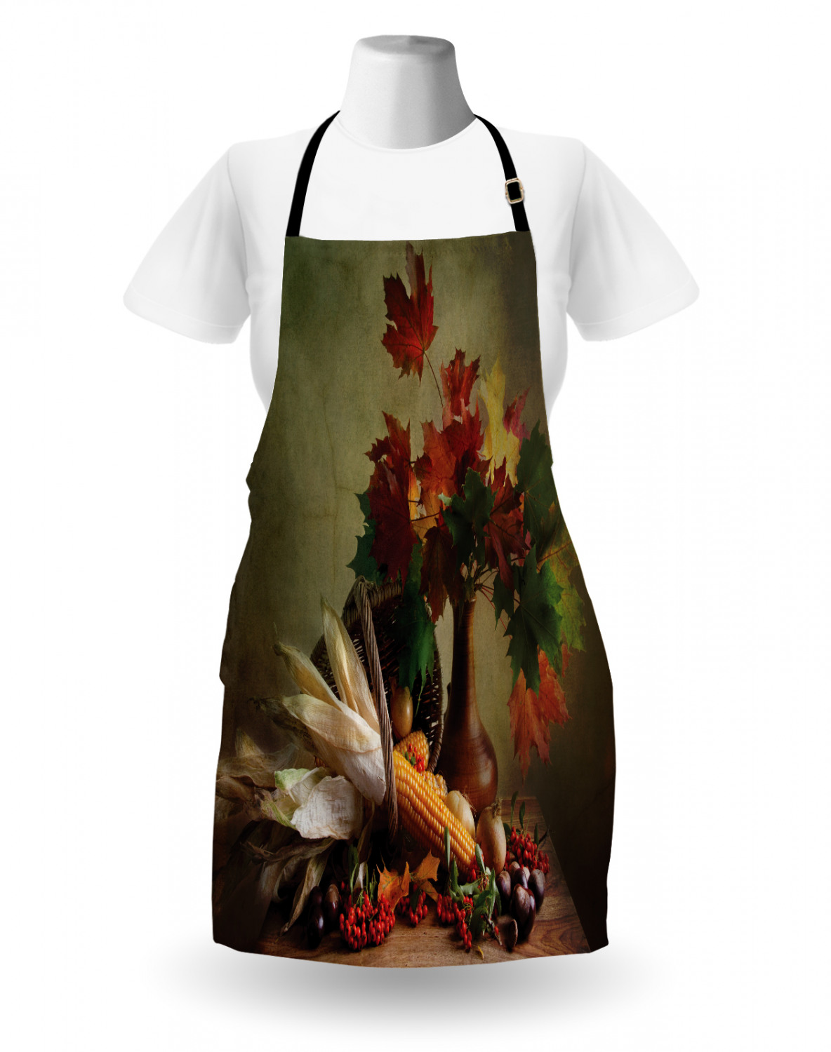 Fall Apron Unisex Kitchen Bib with Adjustable Neck Cooking Ambesonne