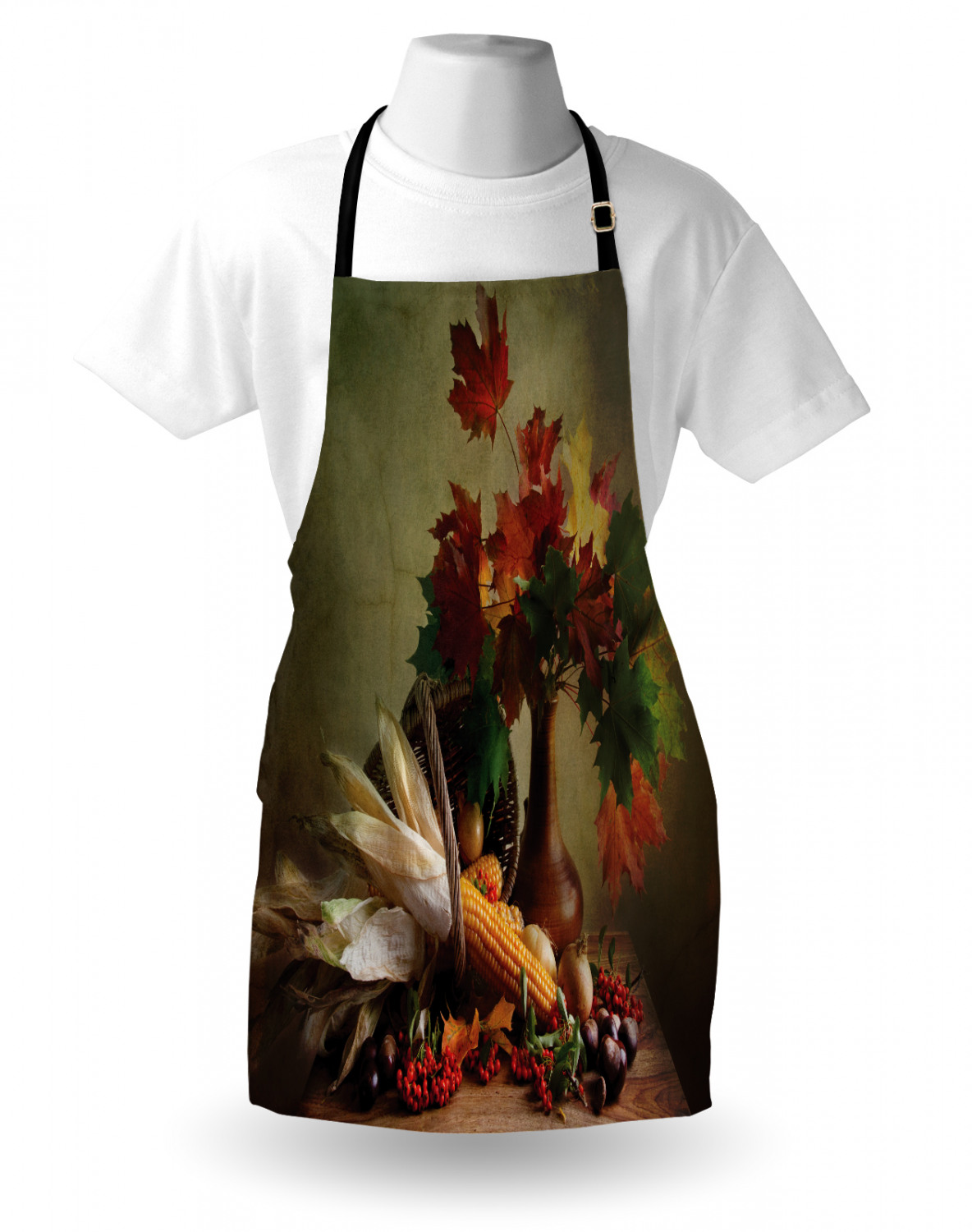 Fall Apron Unisex Kitchen Bib with Adjustable Neck Cooking Ambesonne