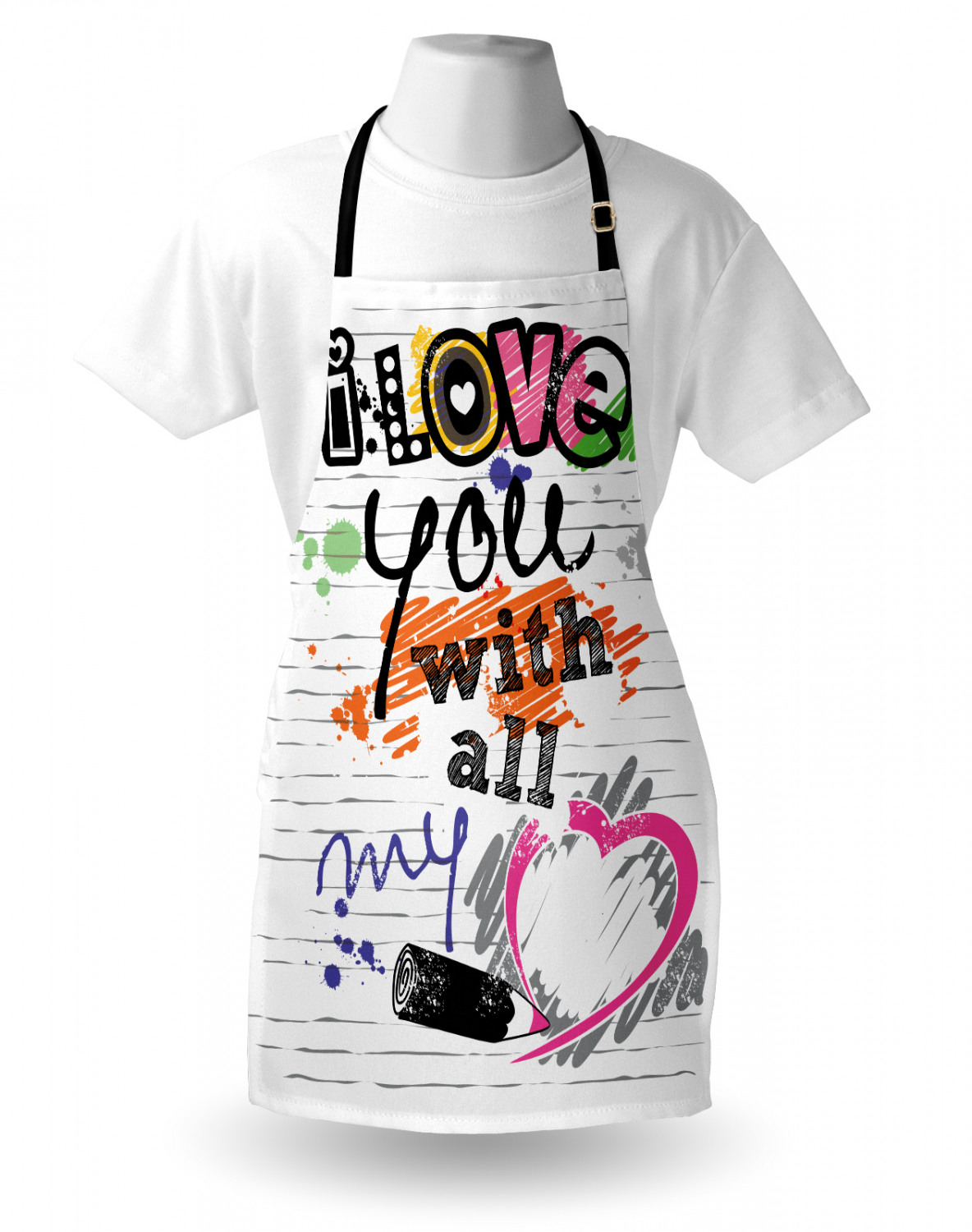 I Love You More Apron Unisex Kitchen Bib with Adjustable Neck Cooking