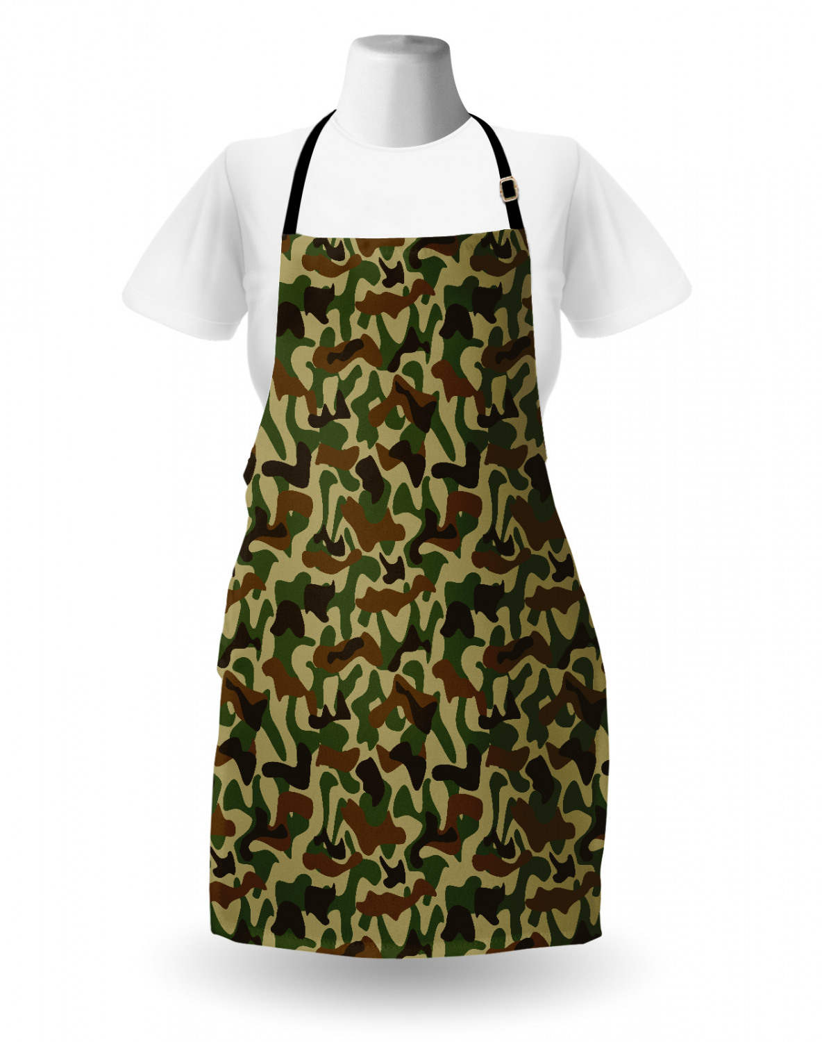 Camouflage Apron Unisex Kitchen Bib With Adjustable Neck Cooking Baking 