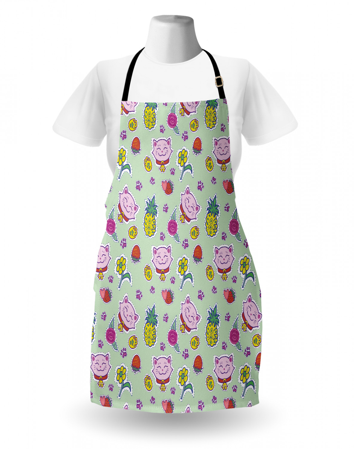 Ambesonne Cat Apron Unisex Kitchen Bib with Adjustable Neck Cooking Baking