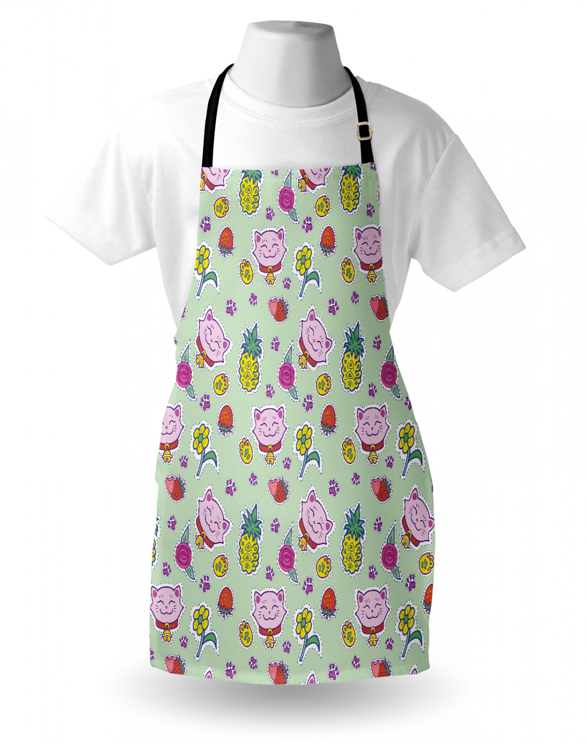 Ambesonne Cat Apron Unisex Kitchen Bib with Adjustable Neck Cooking Baking