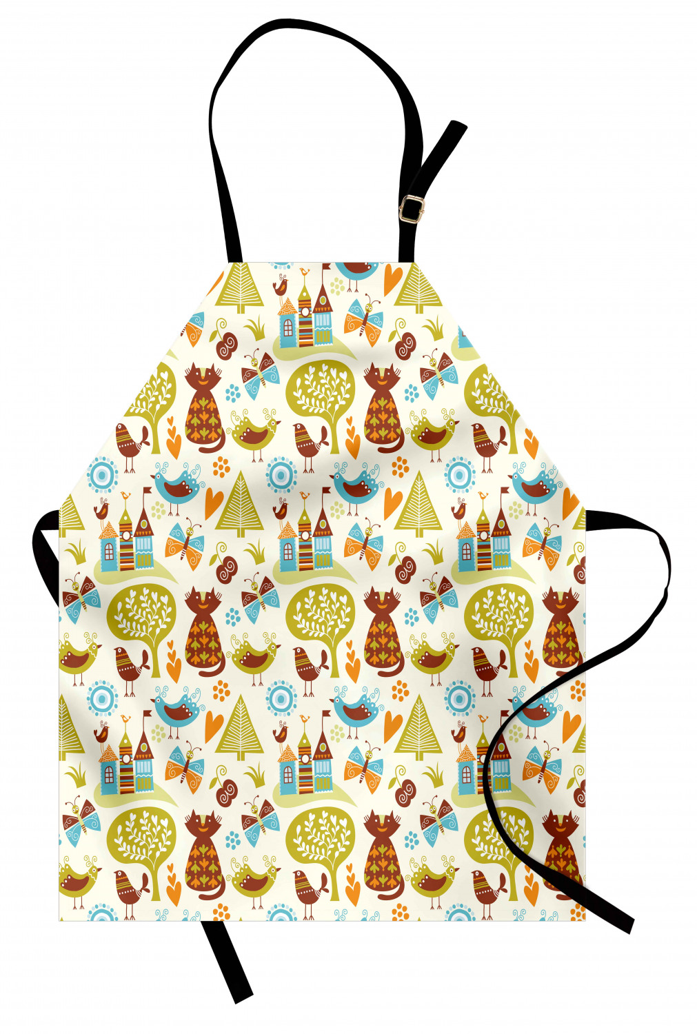 Ambesonne Cat Apron Unisex Kitchen Bib with Adjustable Neck Cooking Baking