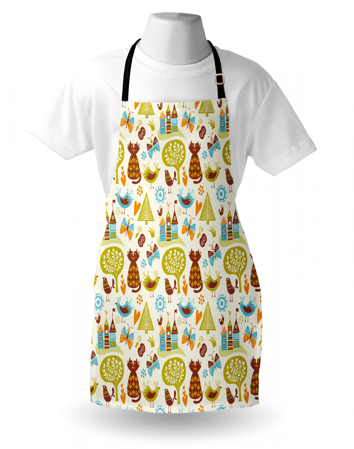 Ambesonne Cat Apron Unisex Kitchen Bib with Adjustable Neck Cooking Baking