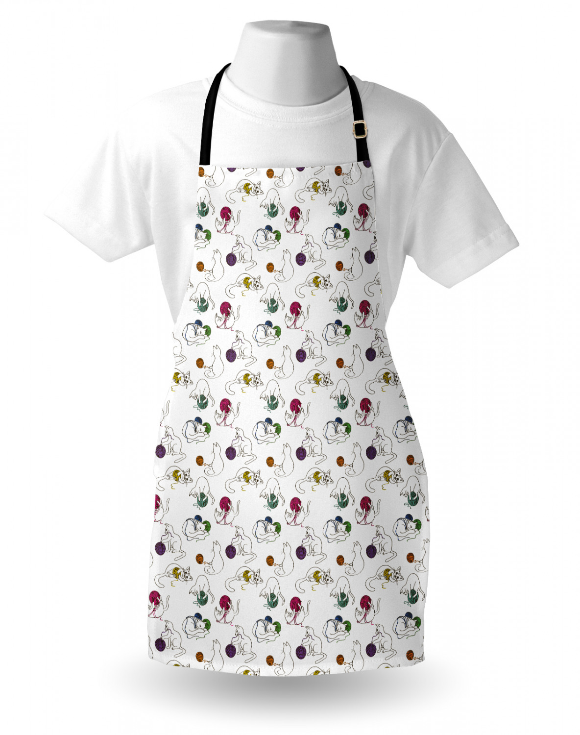 Ambesonne Cat Apron Unisex Kitchen Bib with Adjustable Neck Cooking Baking