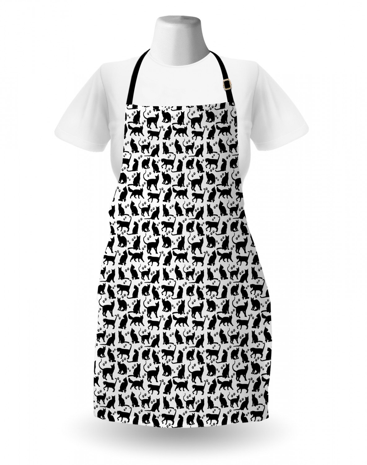 Ambesonne Cat Apron Unisex Kitchen Bib with Adjustable Neck Cooking Baking