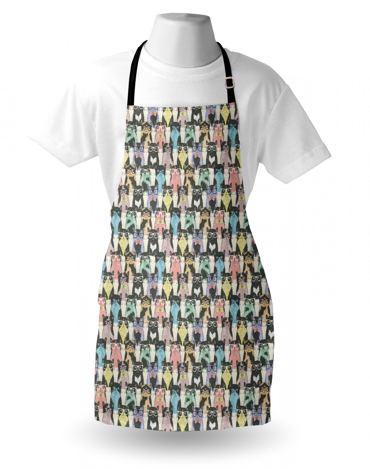 Ambesonne Cat Apron Unisex Kitchen Bib with Adjustable Neck Cooking Baking