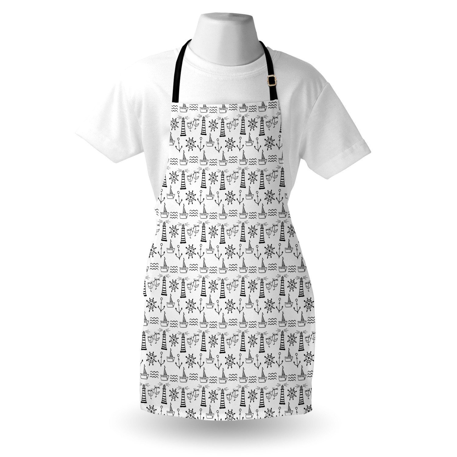 Nautical Whale Apron Unisex Kitchen Bib with Adjustable Neck Cooking