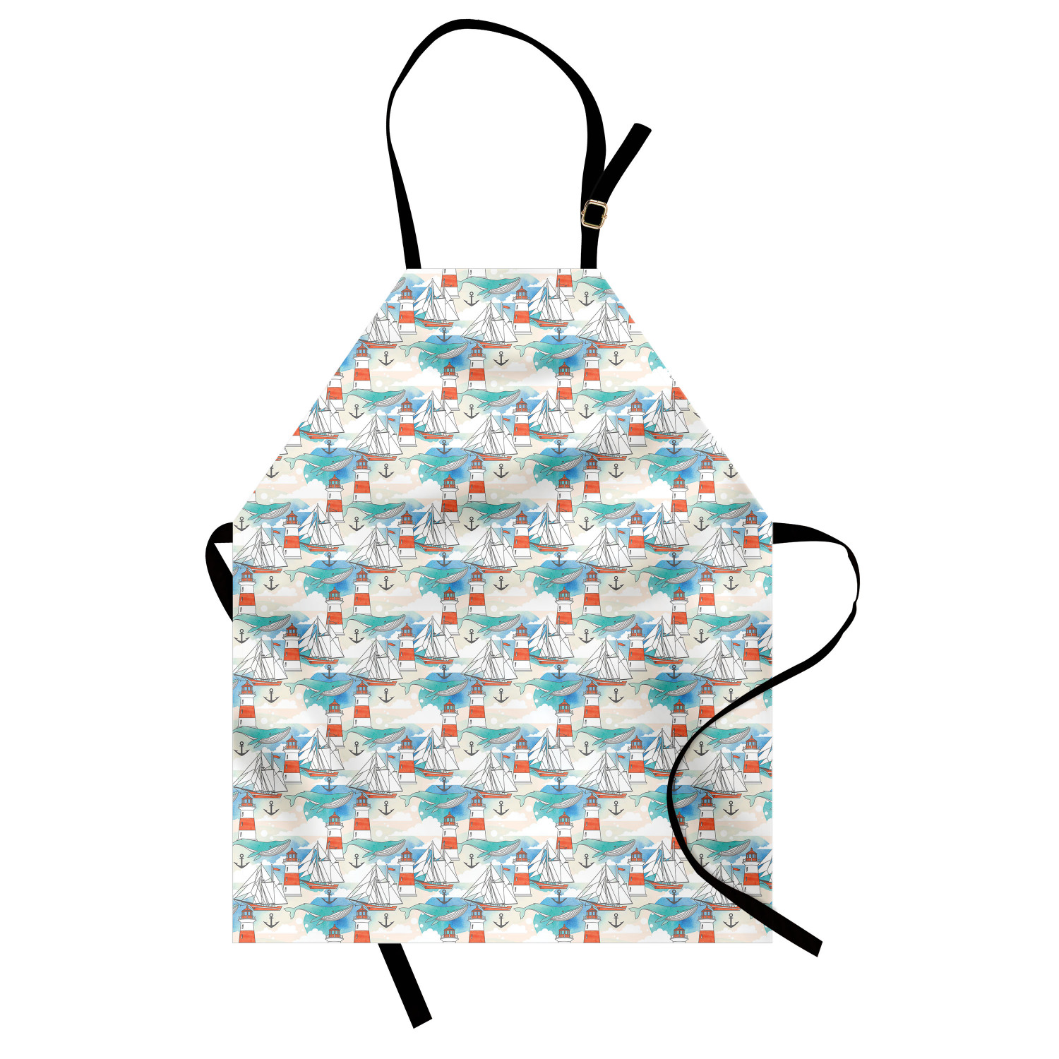 Marine Whale Apron Unisex Kitchen Bib with Adjustable Neck Cooking Baking