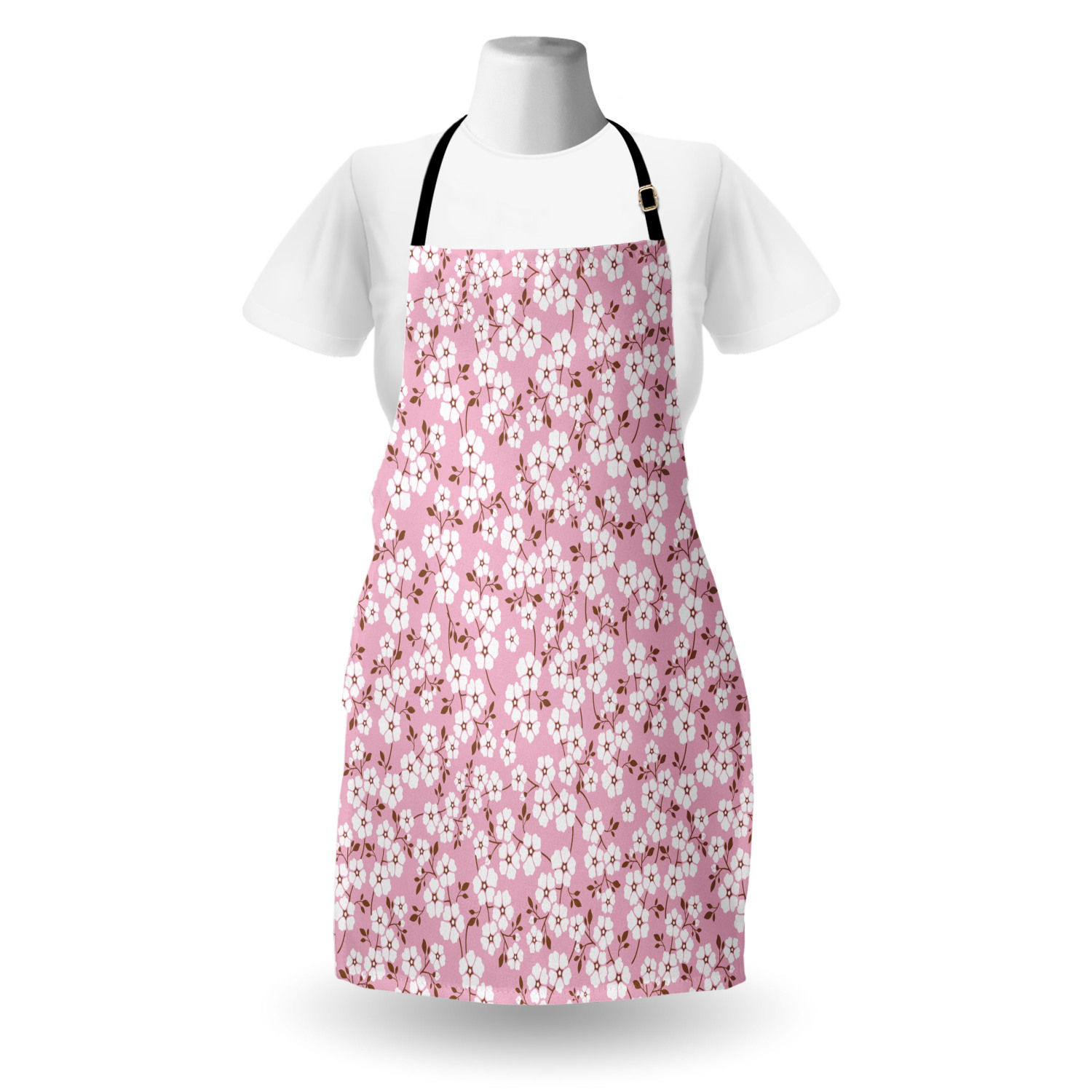 Ambesonne Pink Apron Unisex Kitchen Bib with Adjustable Neck Cooking Baking