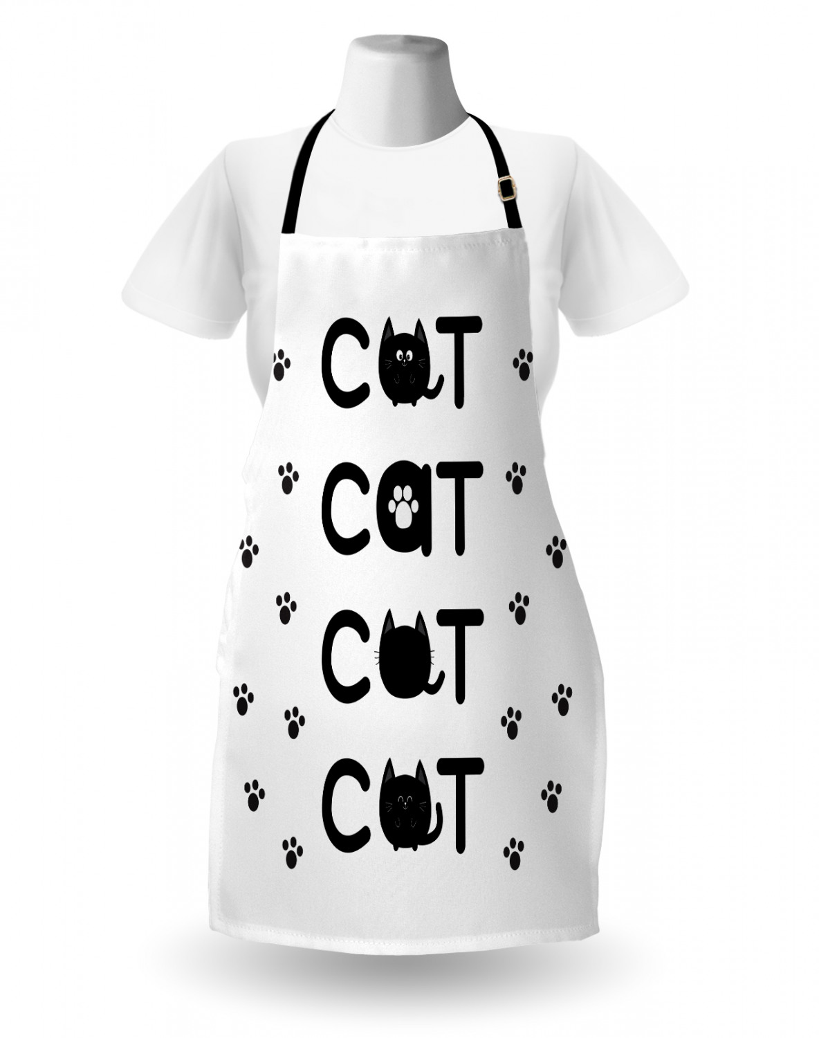 Ambesonne Cat Apron Unisex Kitchen Bib with Adjustable Neck Cooking Baking