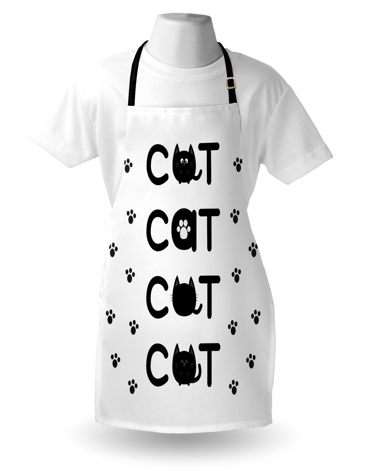 Ambesonne Cat Apron Unisex Kitchen Bib with Adjustable Neck Cooking Baking