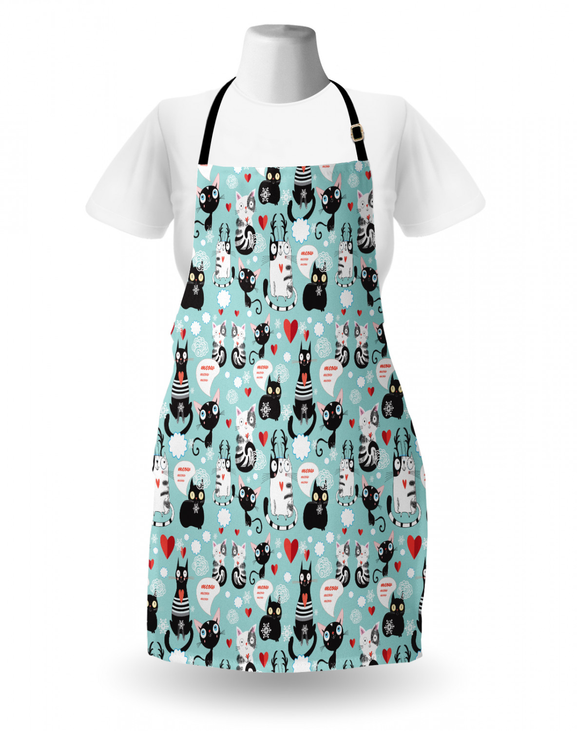 Ambesonne Cat Apron Unisex Kitchen Bib with Adjustable Neck Cooking Baking