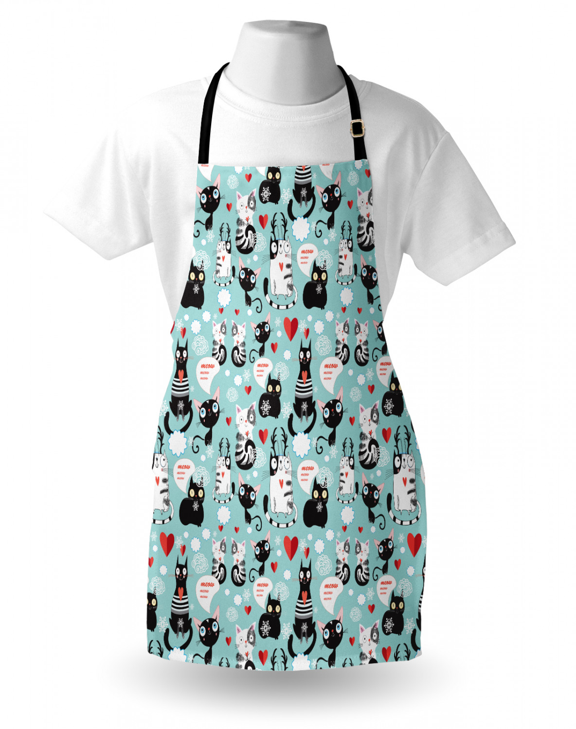 Ambesonne Cat Apron Unisex Kitchen Bib with Adjustable Neck Cooking Baking