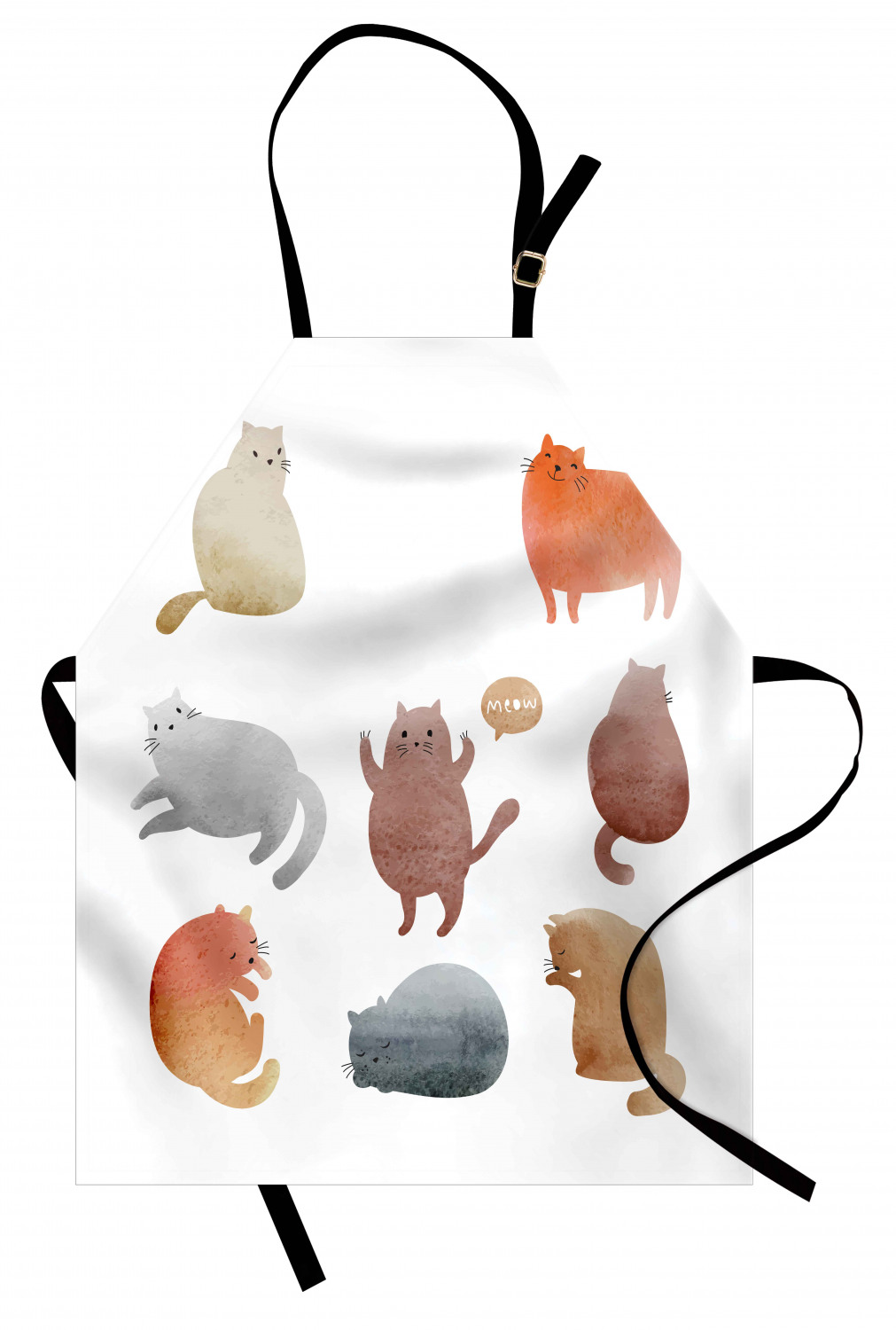 Ambesonne Cat Apron Unisex Kitchen Bib with Adjustable Neck Cooking Baking