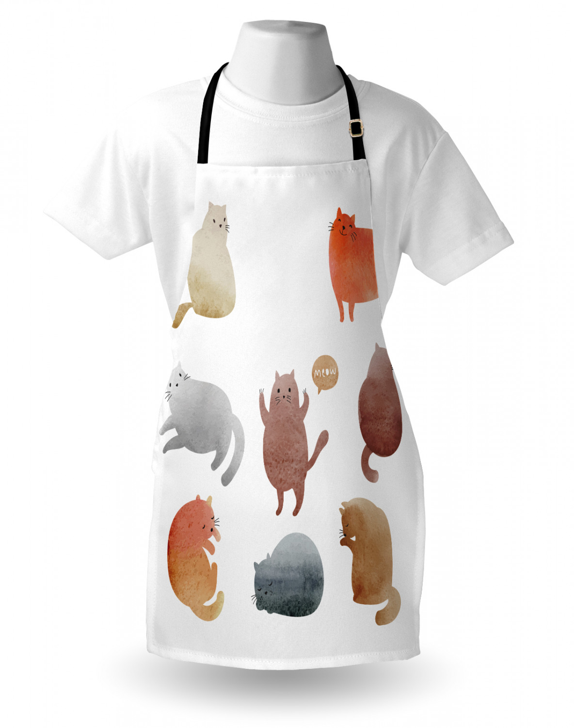 Ambesonne Cat Apron Unisex Kitchen Bib with Adjustable Neck Cooking Baking