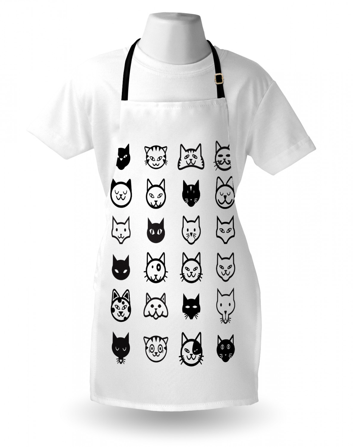 Ambesonne Cat Apron Unisex Kitchen Bib with Adjustable Neck Cooking Baking