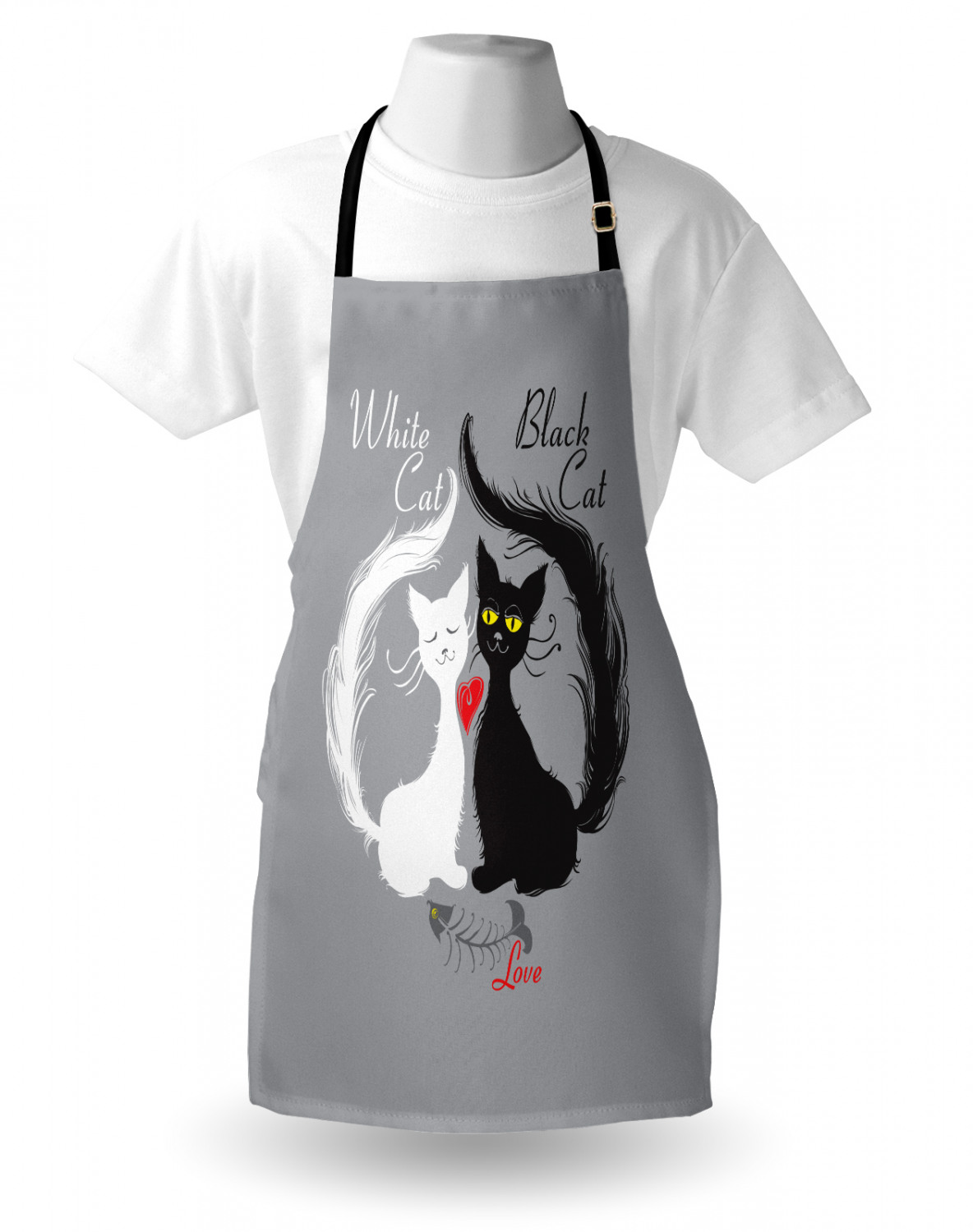 Ambesonne Cat Apron Unisex Kitchen Bib with Adjustable Neck Cooking Baking