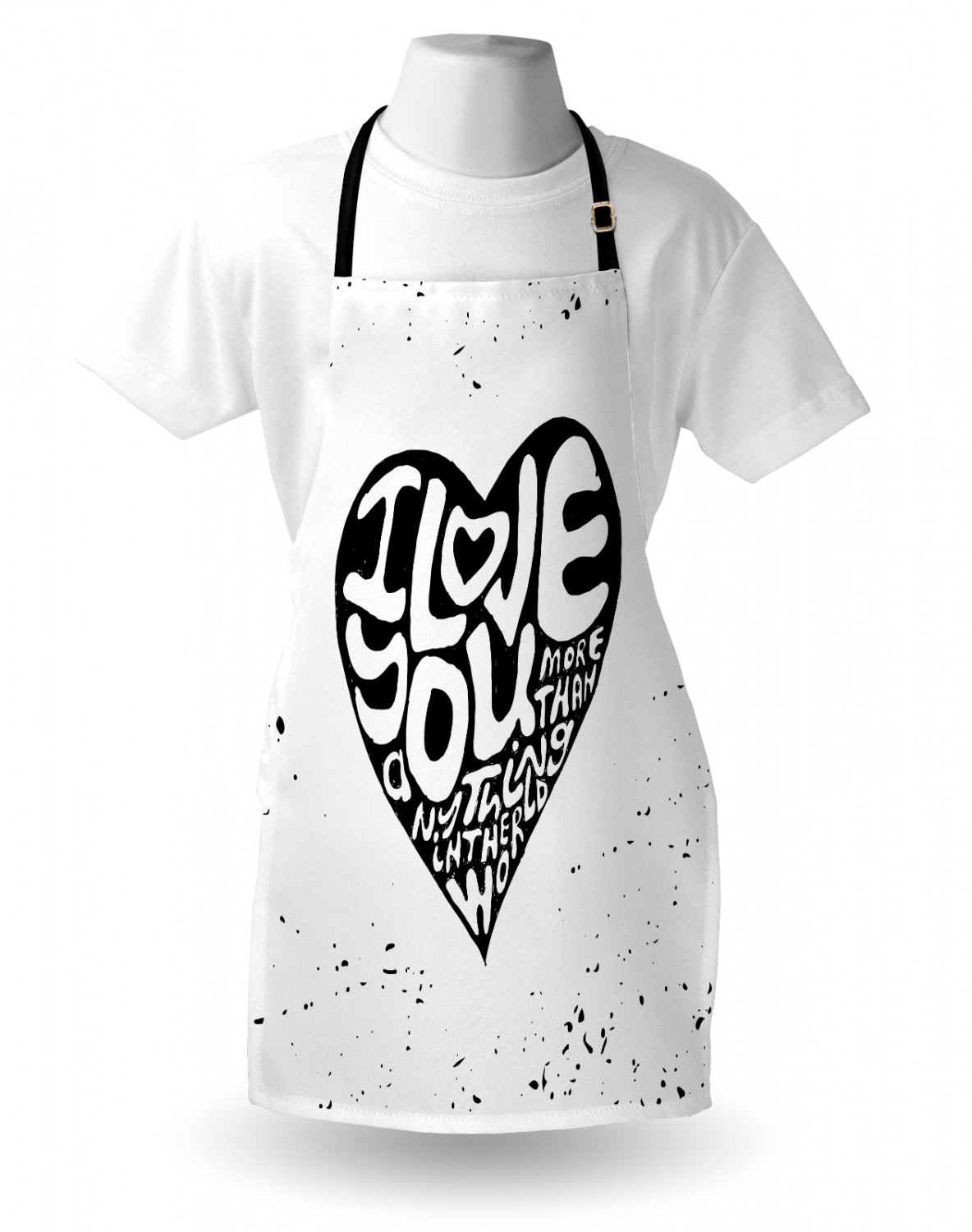 I Love You More Apron Unisex Kitchen Bib with Adjustable Neck Cooking