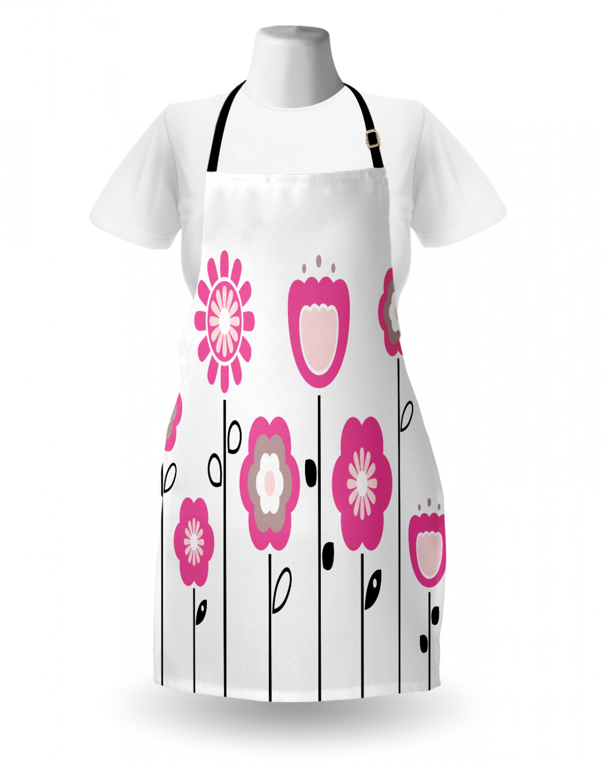 Ambesonne Pink Apron Unisex Kitchen Bib with Adjustable Neck Cooking Baking