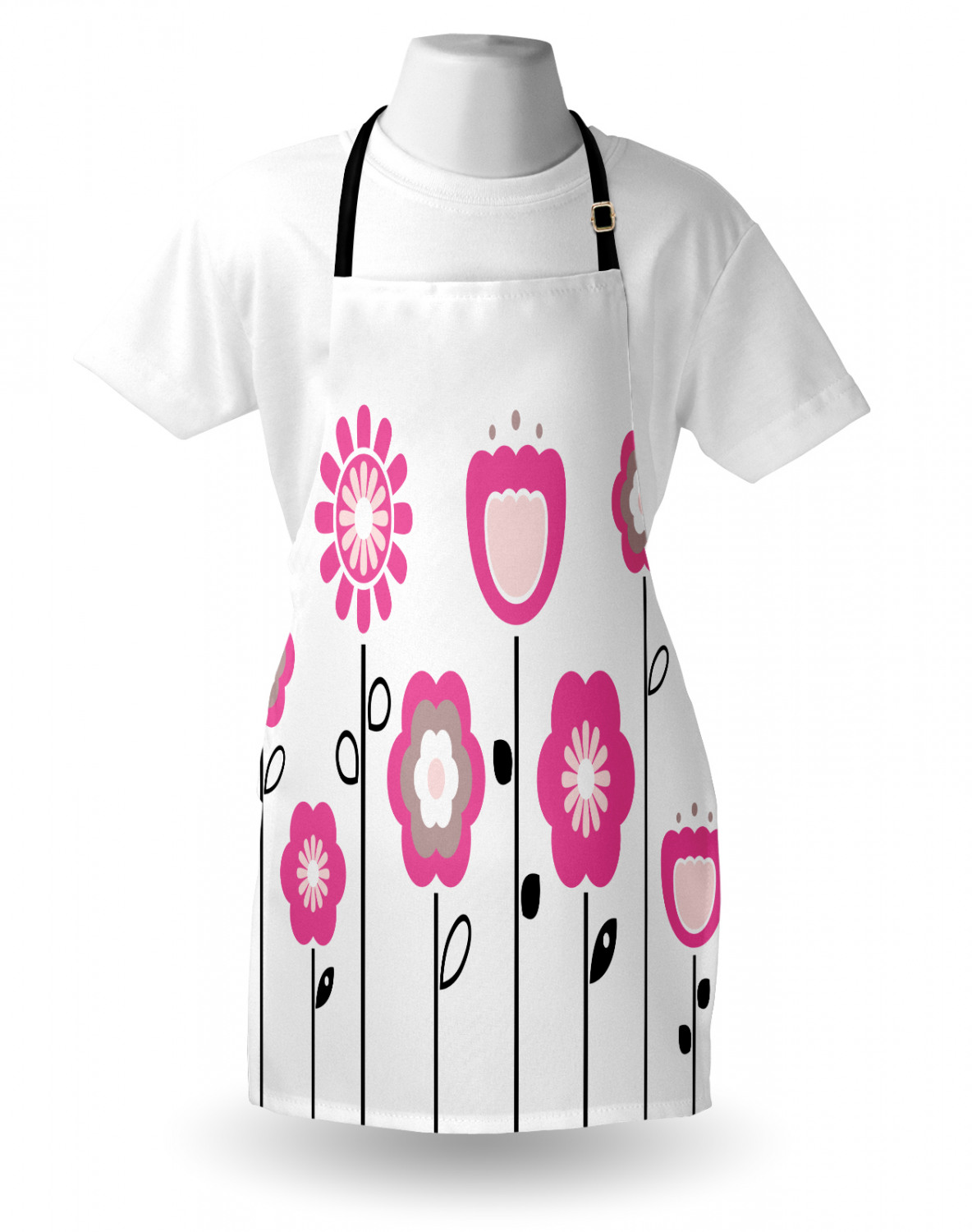 Ambesonne Pink Apron Unisex Kitchen Bib with Adjustable Neck Cooking Baking