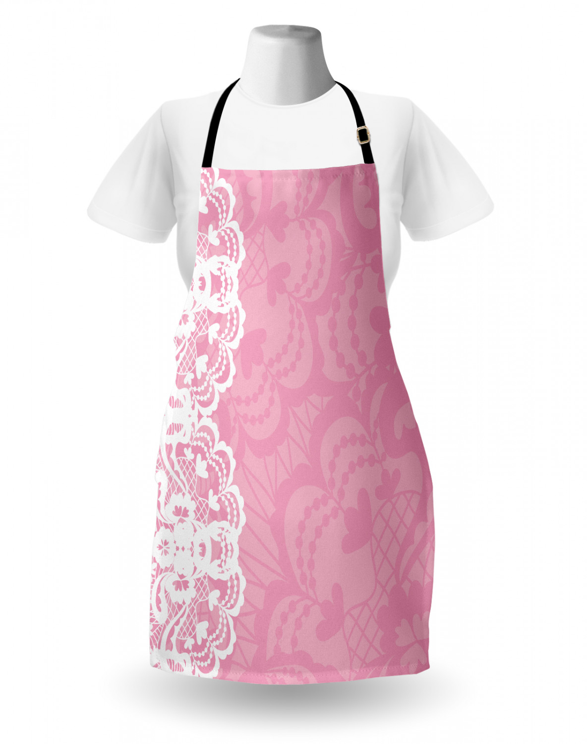 Ambesonne Pink Apron Unisex Kitchen Bib with Adjustable Neck Cooking Baking